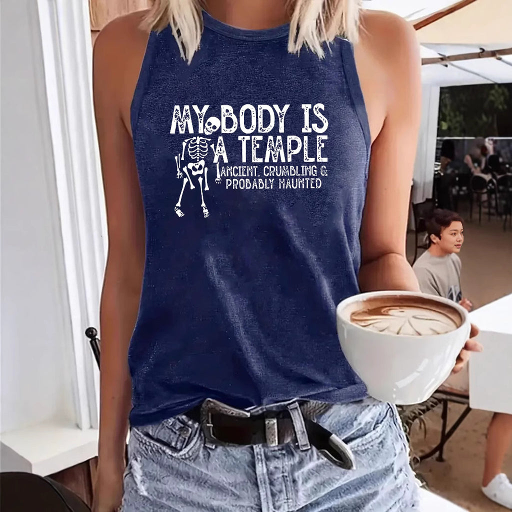 Sleeveless vest with MY BODY skull pattern