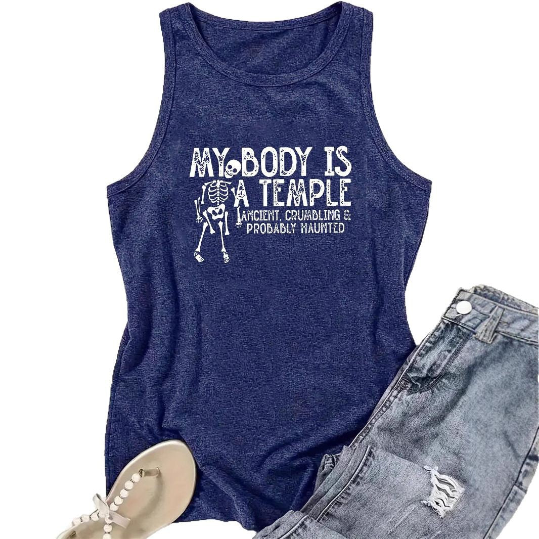 Sleeveless vest with MY BODY skull pattern