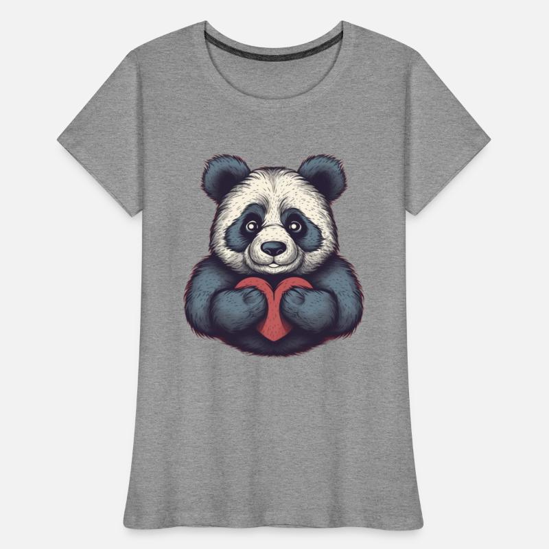 A cute panda bear holding a heart in his paws