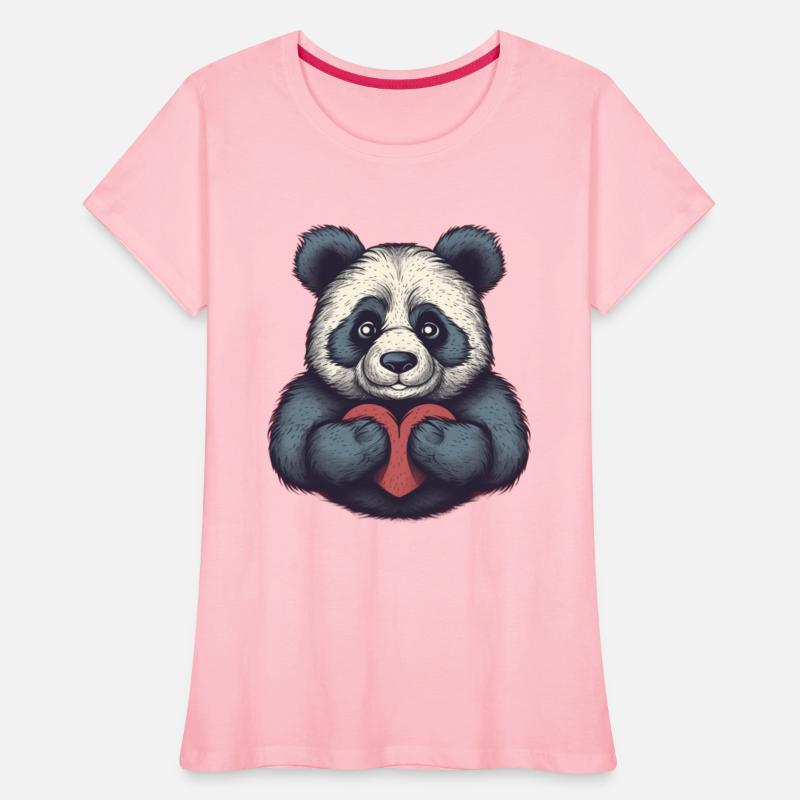 A cute panda bear holding a heart in his paws