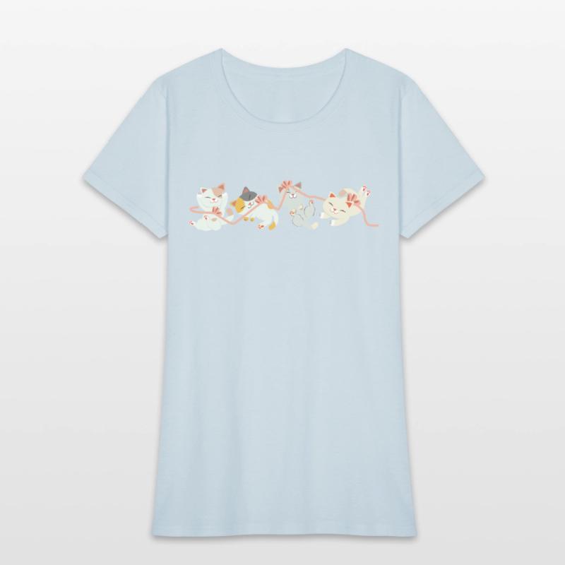 a group of kitten playing a pink ribbon